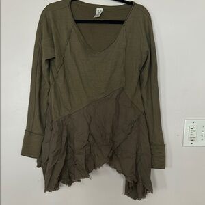 We The Free Olive Green Asymmetrical Tunic Top